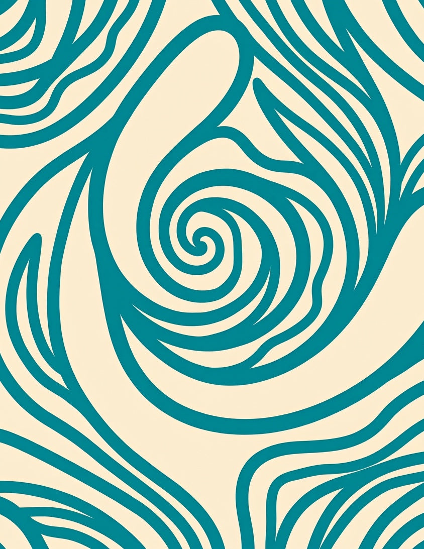 Teal Abstract Swirl Organic Lines Rug