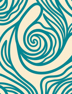Teal Abstract Swirl Organic Lines Rug