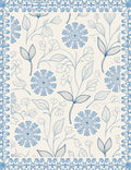 Classic Blue Floral Garden Motif Rug