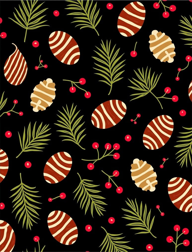 Festive Brown Stripe Egg Berry Garland Rug