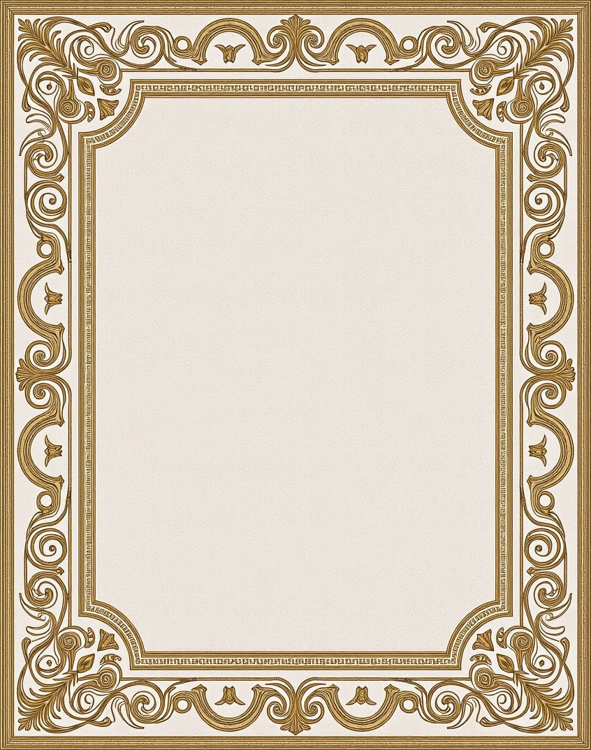 Elegant Gold Acanthus Scroll Border Rug