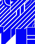Bold Cobalt Geometric Stripe Abstract Rug
