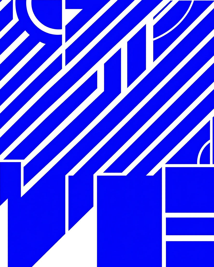 Bold Cobalt Geometric Stripe Abstract Rug