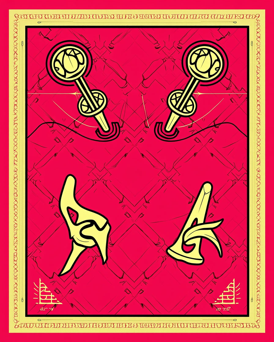 Bold Red Abstract Key Medallion Rug