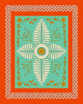 Emerald Floral Medallion Orange Border Rug