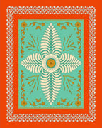 Emerald Floral Medallion Orange Border Rug