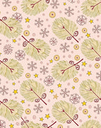 Golden Pine Sprigs Snowflake Stars Rug