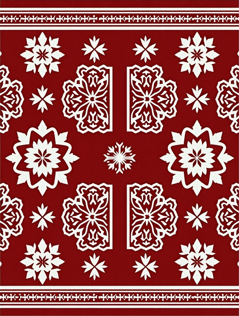 White Starburst Arabesque Crimson Rug