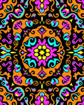 Vibrant Orange Teal Pink Medallion Rug
