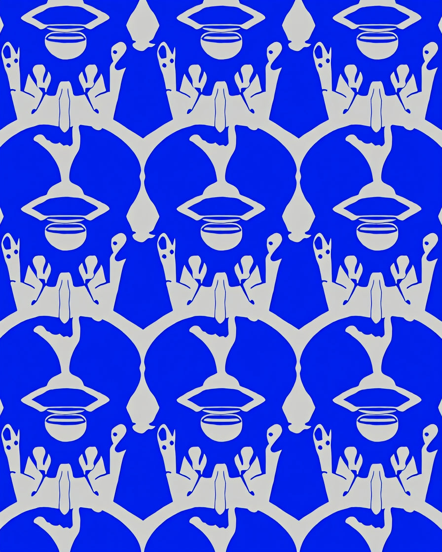 Royal Blue Silver Crown Lattice Rug