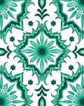 Emerald Floral Medallion Mosaic Rug