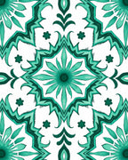 Emerald Floral Medallion Mosaic Rug
