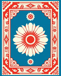 Bold Red Cream Daisy Garden Rug