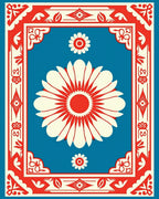 Bold Red Cream Daisy Garden Rug