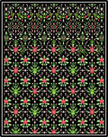 Green Floral Medallion Black Background Rug