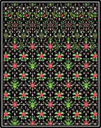 Green Floral Medallion Black Background Rug
