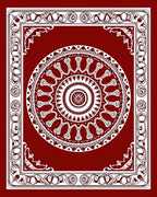 Crimson White Mandala Frame Rug