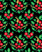 Festive Red Holly Berry Clusters Rug