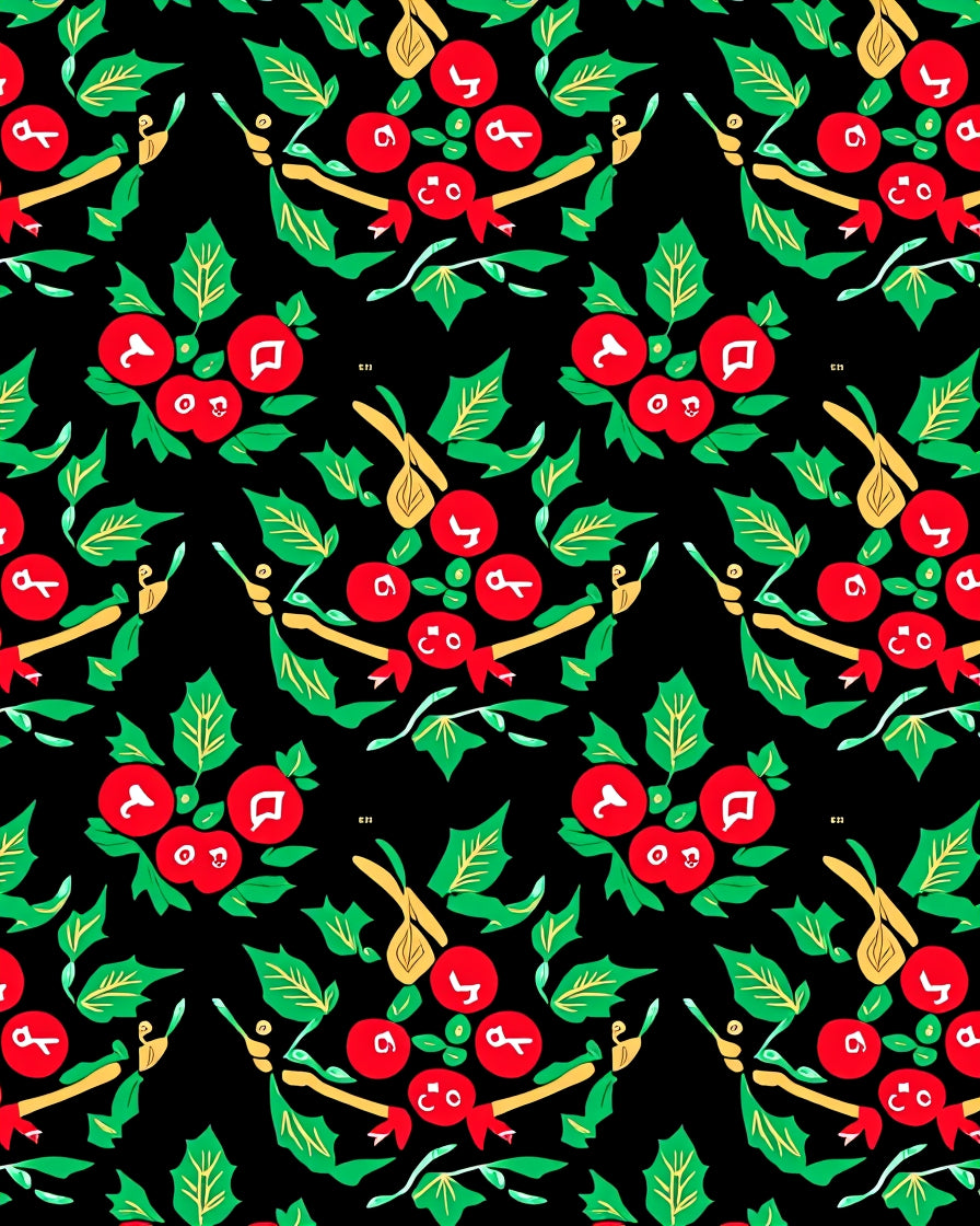 Festive Red Holly Berry Clusters Rug