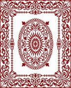 Crimson Oval Central Medallion Border Rug