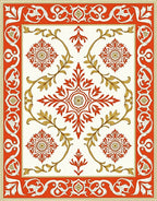 Crimson and Gold Floral Medallion Rug
