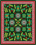 Emerald Green Red Floral Medallion Border Rug