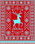 Crimson Sky Blue Reindeer Snowflake Borders Rug