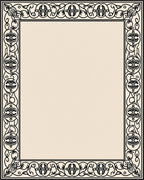 Black Ivory Ornate Scroll Border Rug