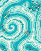 Oceanic Swirl Coral Branch Rug