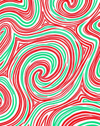 Crimson Green Swirl Ribbon Rug