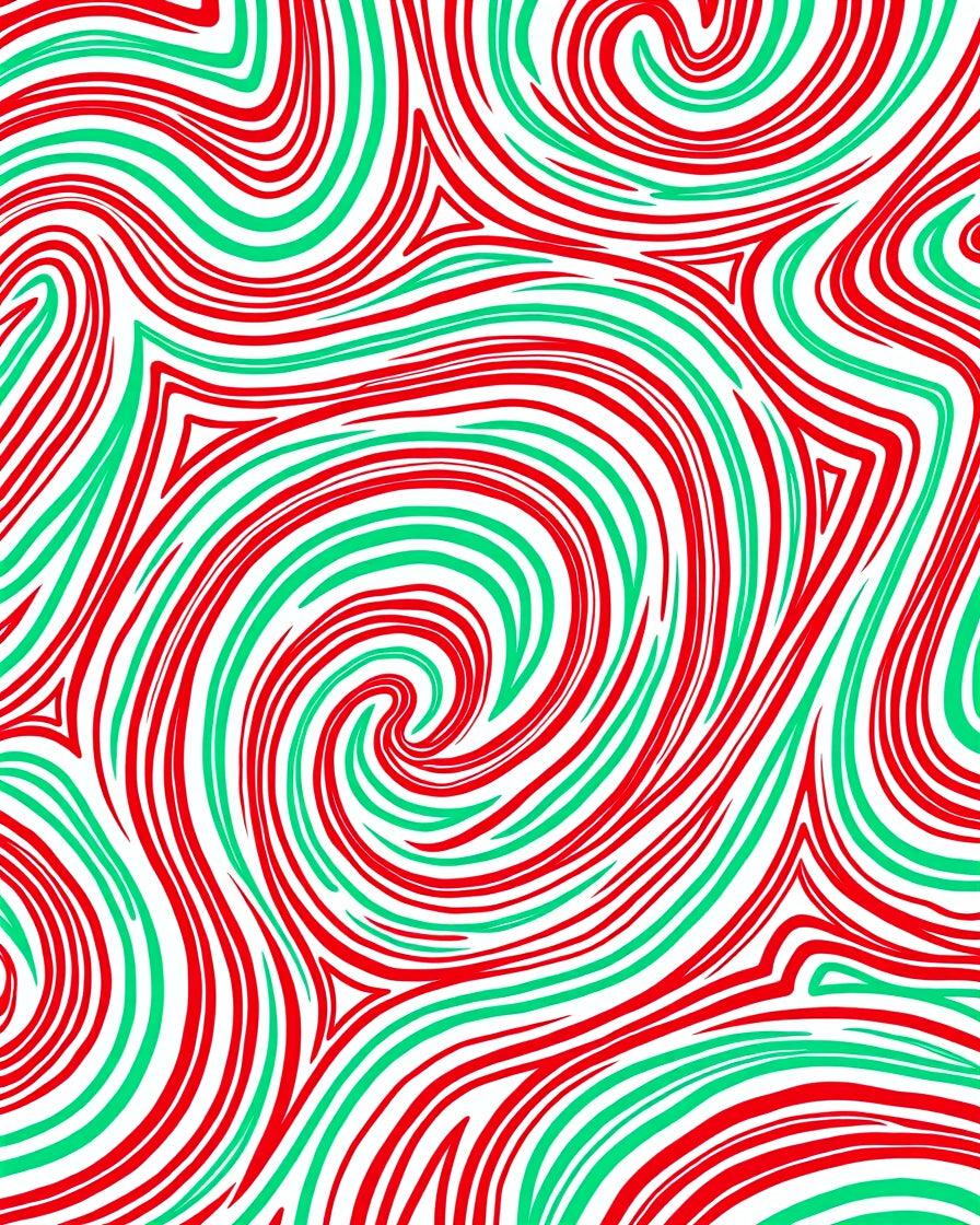 Crimson Green Swirl Ribbon Rug