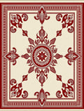 Crimson Floral Medallion on Cream Rug