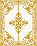 Ornate Gold Scrollwork Floral Medallion Rug