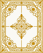 Ornate Gold Scrollwork Floral Medallion Rug