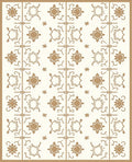 Elegant White Gold Medallion Lattice Rug