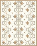 Elegant White Gold Medallion Lattice Rug