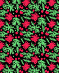 Whimsical Red Green Floral Evergreen Rug