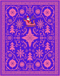 Vivid Purple Pink Santa Sleigh Snowflakes Rug