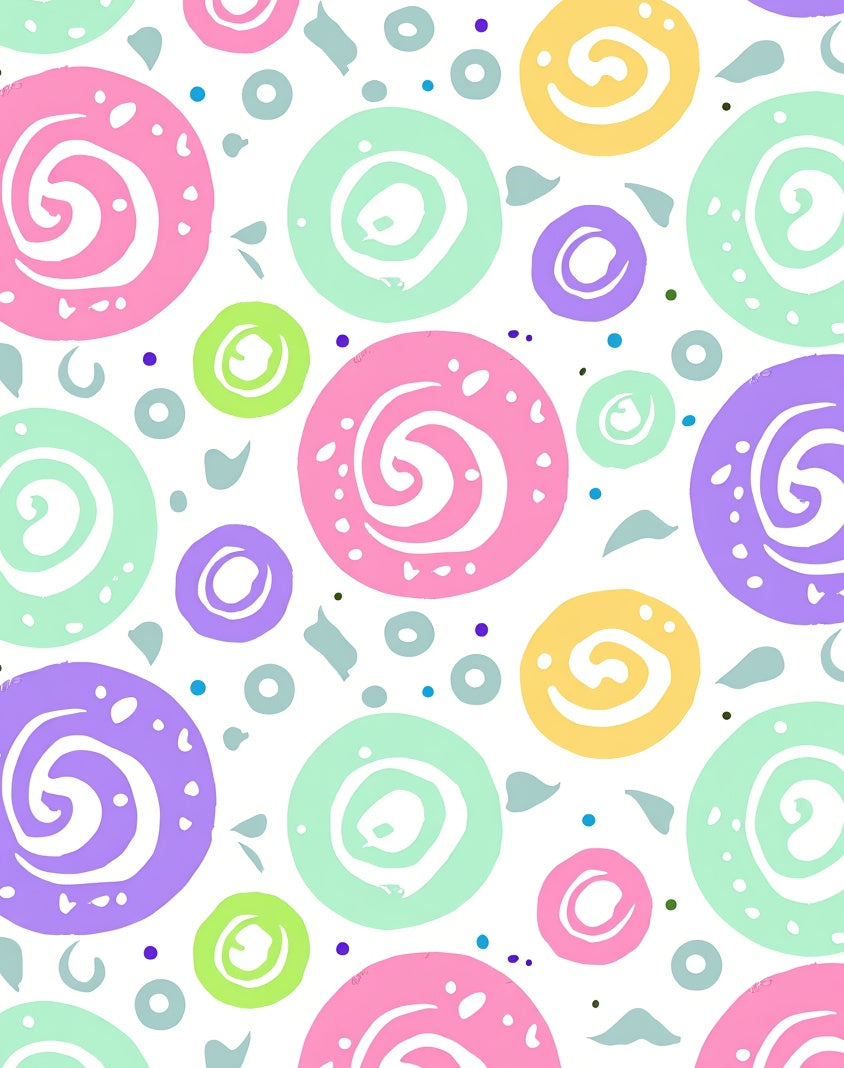 Pastel Swirl Circles with Dots Rug
