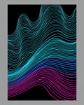 Neon Pink Blue Gradient Wave Lines Rug