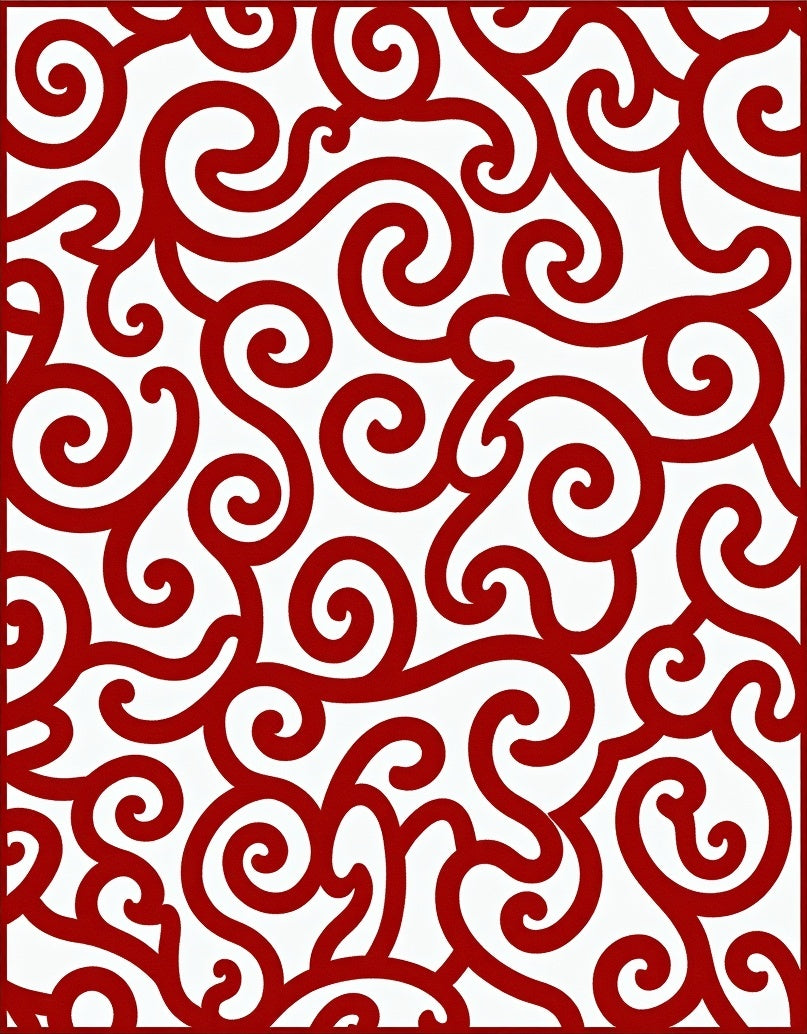Currant Red Swirls Continuous Flow Rug