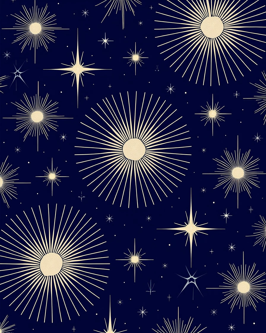 Celestial Sunburst Starry Night Rug