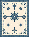 Deep Blue Sun Medallion Floral Border Rug