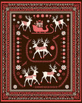 Brown Red Festive Reindeer Sleigh Scene Rug