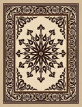 Ornate Brown Floral Starburst Border Rug