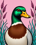 Vibrant Green Duck Pink Floral Rug