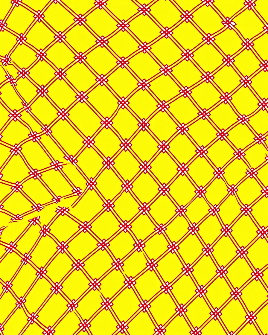 Bold Yellow Red Lattice Rug