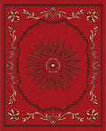 Crimson Folk Floral Medallion Border Rug