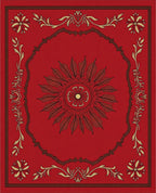 Crimson Folk Floral Medallion Border Rug