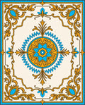 Ornate Blue and Gold Floral Medallion Rug